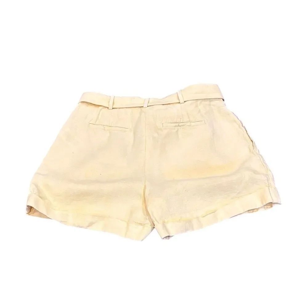 Polo Ralph Lauren Belted Linen Pleated Short in Yellow Blue Label Size 6 - Picture 5 of 8